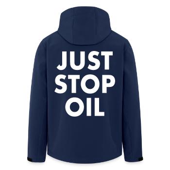 Just stop oil - Recycelte Männer Softshell-Jacke von Stanley/Stella - Navy - Hinten - AI Model Male 185 light (185cm)