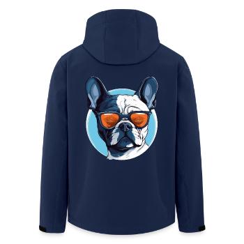 French Bulldog with Sunglasses - Men’s Recycled Softshell Jacket by Stanley/Stella - navy - Back - AI Model Male 185 light (185cm)