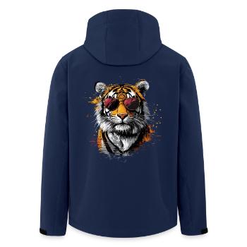 Tigre avec lunettes de soleil - Veste softshell homme en polyester recyclé Stanley/Stella - marine - Dos - AI Model Male 185 light (185cm)