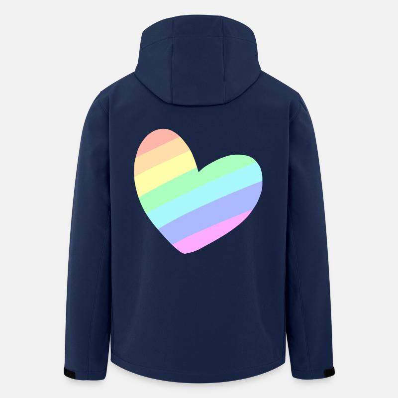 Pastal Rainbow Heart - Men’s Recycled Softshell Jacket by Stanley/Stella - navy