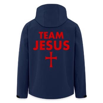 Team jesus cross - Men’s Recycled Softshell Jacket by Stanley/Stella - navy - Back - AI Model Male 185 light (185cm)
