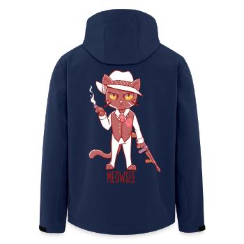 Meowsee - Mafia Cat - Men’s Recycled Softshell Jacket by Stanley/Stella - navy - Back - AI Model Male 185 light (185cm)