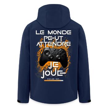 Gamer homme geek ado accro à la console jeux vidéo - Veste softshell homme en polyester recyclé Stanley/Stella - marine - Dos - AI Model Male 185 light (185cm)