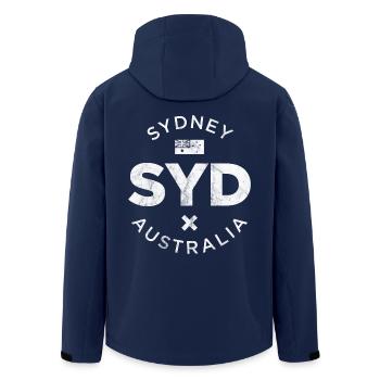 SYD, Sydney Australia - Men’s Recycled Softshell Jacket by Stanley/Stella - navy - Back - AI Model Male 185 light (185cm)