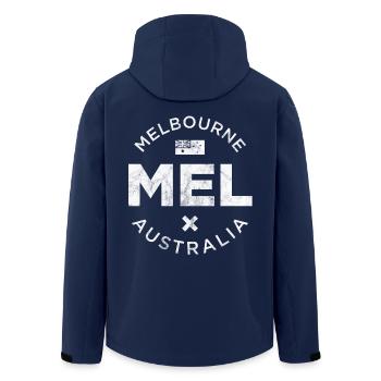 MEL, Melbourne Australien - Recycelte Männer Softshell-Jacke von Stanley/Stella - Navy - Hinten - AI Model Male 185 light (185cm)