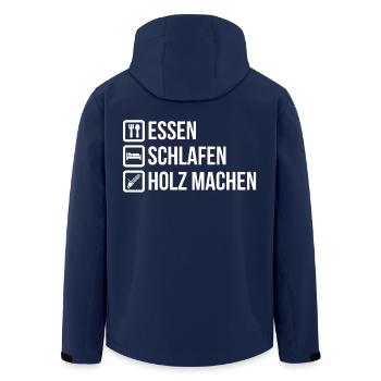 HOLZ / WALD / KETTENSÄGE / FÖRSTER / HOLZFÄLLER / - Recycelte Männer Softshell-Jacke von Stanley/Stella - Navy - Hinten - AI Model Male 185 light (185cm)