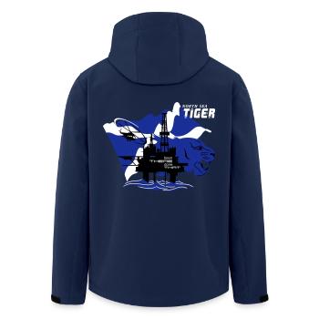 Oil Rig Oil Field North Sea Tiger Aberdeen - Men’s Recycled Softshell Jacket by Stanley/Stella - navy - Back - AI Model Male 185 light (185cm)