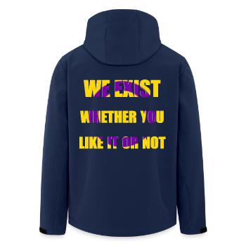 We Exist - Intersex Flag - Men’s Recycled Softshell Jacket by Stanley/Stella - navy - Back - AI Model Male 185 light (185cm)