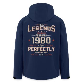 45ème anniversaire cadeau mari Original février 1980 - Veste softshell homme en polyester recyclé Stanley/Stella - marine - Dos - AI Model Male 185 light (185cm)