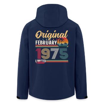 50th Birthday Gift Husband Original February 1975 - Men’s Recycled Softshell Jacket by Stanley/Stella - navy - Back - AI Model Male 185 light (185cm)