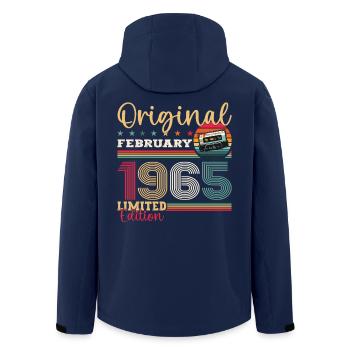 Cadeau d'anniversaire 60 ans Homme Original Février 1965 - Veste softshell homme en polyester recyclé Stanley/Stella - marine - Dos - AI Model Male 185 light (185cm)