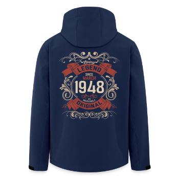 77ème anniversaire cadeau mari Original mars 1948 - Veste softshell homme en polyester recyclé Stanley/Stella - marine - Dos - AI Model Male 185 light (185cm)