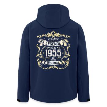 70th Birthday Gift Husband Original March 1955 - Men’s Recycled Softshell Jacket by Stanley/Stella - navy - Back - AI Model Male 185 light (185cm)
