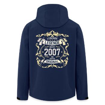 18. Geburtstag Geschenk Mann Original März 2007 - Recycelte Männer Softshell-Jacke von Stanley/Stella - Navy - Hinten - AI Model Male 185 light (185cm)