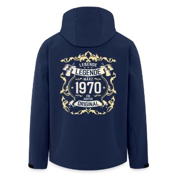 55. Geburtstag Geschenk Mann Original März 1970 - Recycelte Männer Softshell-Jacke von Stanley/Stella - Navy - Hinten - AI Model Male 185 light (185cm)