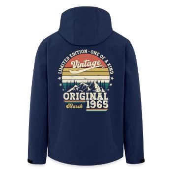 Cadeau 60e anniversaire homme vintage mars 1965 - Veste softshell homme en polyester recyclé Stanley/Stella - marine - Dos - AI Model Male 185 light (185cm)
