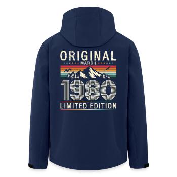 45ème anniversaire cadeau mari Original mars 1980 - Veste softshell homme en polyester recyclé Stanley/Stella - marine - Dos - AI Model Male 185 light (185cm)