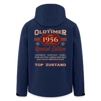 70. Geburtstag Oldtimer April Jahrgang 1956 - Recycelte Männer Softshell-Jacke von Stanley/Stella - Navy - Hinten - AI Model Male 185 light (185cm)