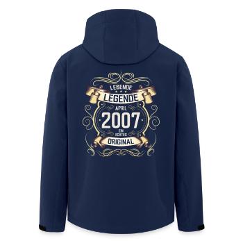 18. Geburtstag Geschenk Mann Vintage April 2007 - Recycelte Männer Softshell-Jacke von Stanley/Stella - Navy - Hinten - AI Model Male 185 light (185cm)