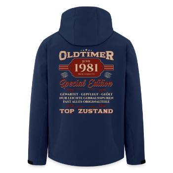 44. Geburtstag Oldtimer Juni Jahrgang 1981 - Recycelte Männer Softshell-Jacke von Stanley/Stella - Navy - Hinten - AI Model Male 185 light (185cm)