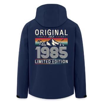 40th Birthday Original July Vintage 1985 - Men’s Recycled Softshell Jacket by Stanley/Stella - navy - Back - AI Model Male 185 light (185cm)