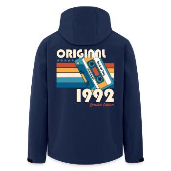 33rd Birthday Gift Husband Cassette July 1992 - Men’s Recycled Softshell Jacket by Stanley/Stella - navy - Back - AI Model Male 185 light (185cm)