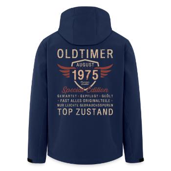50. Geburtstag Oldtimer August Jahrgang 1975 - Recycelte Männer Softshell-Jacke von Stanley/Stella - Navy - Hinten - AI Model Male 185 light (185cm)