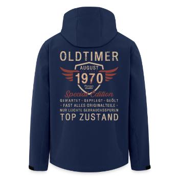 55. Geburtstag Oldtimer August Jahrgang 1970 - Recycelte Männer Softshell-Jacke von Stanley/Stella - Navy - Hinten - AI Model Male 185 light (185cm)
