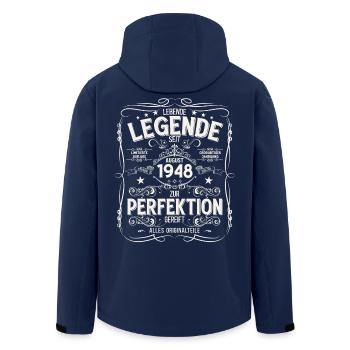 77e anniversaire Légende August Né en 1948 - Veste softshell homme en polyester recyclé Stanley/Stella - marine - Dos - AI Model Male 185 light (185cm)