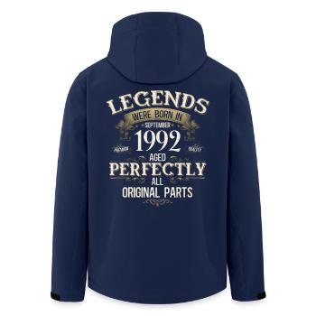 33rd Birthday Gift Legend September 1992 - Men’s Recycled Softshell Jacket by Stanley/Stella - navy - Back - AI Model Male 185 light (185cm)