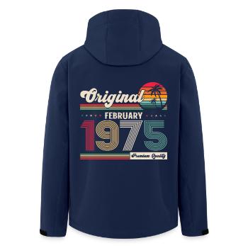 50th Birthday Gift Husband Original February 1975 - Men’s Recycled Softshell Jacket by Stanley/Stella - navy - Back - AI Model Male 185 light (185cm)