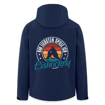 Eishockey - Recycelte Männer Softshell-Jacke von Stanley/Stella - Navy - Hinten - AI Model Male 185 light (185cm)
