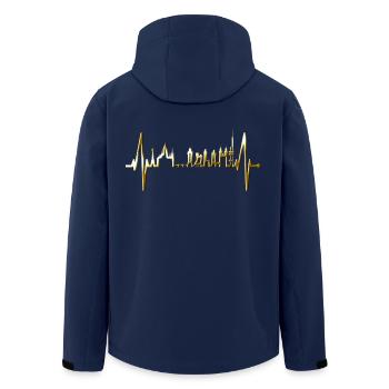 Prague Skyline Heartbeat Czech Republic Heart Love Praha - Men’s Recycled Softshell Jacket by Stanley/Stella - navy - Back - AI Model Male 185 light (185cm)