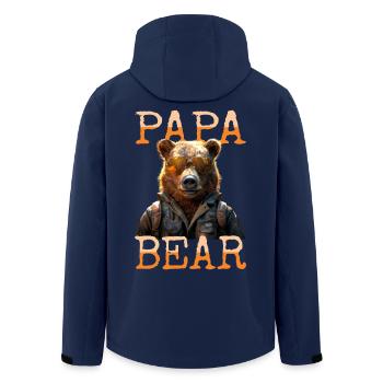 Papa Bear Bears Daddy Dad Father's Day Grizzly Bear - Men’s Recycled Softshell Jacket by Stanley/Stella - navy - Back - AI Model Male 185 light (185cm)
