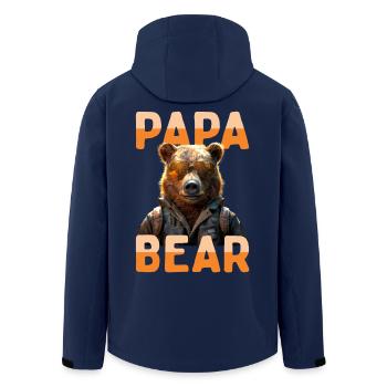 Papa Bear Bears Daddy Dad Father's Day Grizzly Bear - Men’s Recycled Softshell Jacket by Stanley/Stella - navy - Back - AI Model Male 185 light (185cm)