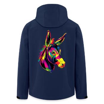 Donkey in Colorful Popart Colors Domestic Donkey Riding - Men’s Recycled Softshell Jacket by Stanley/Stella - navy - Back - AI Model Male 185 light (185cm)