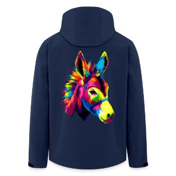Donkey in Colorful Popart Colors Domestic Donkey Riding - Men’s Recycled Softshell Jacket by Stanley/Stella - navy - Back - AI Model Male 185 light (185cm)