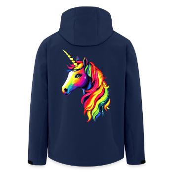 Unicorn Colorful Rainbow Horses Riding Unicorns - Men’s Recycled Softshell Jacket by Stanley/Stella - navy - Back - AI Model Male 185 light (185cm)