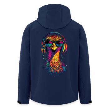 Strauss Vogel Kopfhörer Popart Emu Musik DJ Strauß - Recycelte Männer Softshell-Jacke von Stanley/Stella - Navy - Hinten - AI Model Male 185 light (185cm)