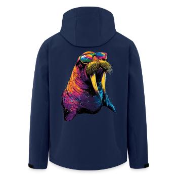 Walrus, tusks, seal, wild Pacific walruses - Men’s Recycled Softshell Jacket by Stanley/Stella - navy - Back - AI Model Male 185 light (185cm)
