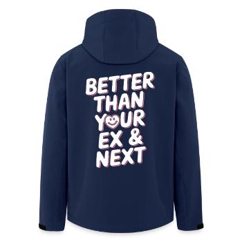 Better Than Your Ex & Next Breakup Single Party - Men’s Recycled Softshell Jacket by Stanley/Stella - navy - Back - AI Model Male 185 light (185cm)