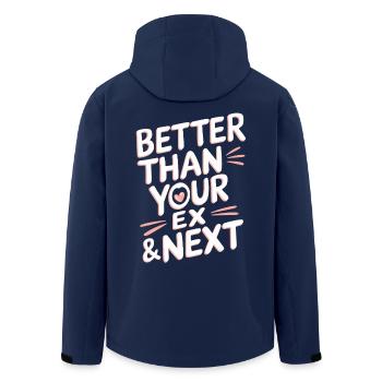 Better Than Your Ex & Next Breakup Single Party - Men’s Recycled Softshell Jacket by Stanley/Stella - navy - Back - AI Model Male 185 light (185cm)