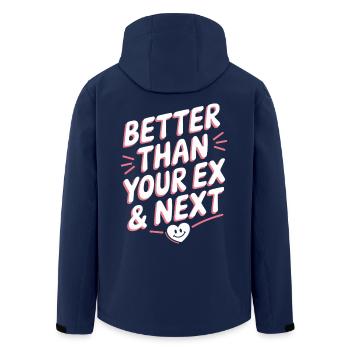 Better Than Your Ex & Next Breakup Single Party - Men’s Recycled Softshell Jacket by Stanley/Stella - navy - Back - AI Model Male 185 light (185cm)