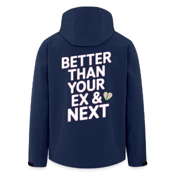 Better Than Your Ex & Next Breakup Single Party - Men’s Recycled Softshell Jacket by Stanley/Stella - navy - Back - AI Model Male 185 light (185cm)