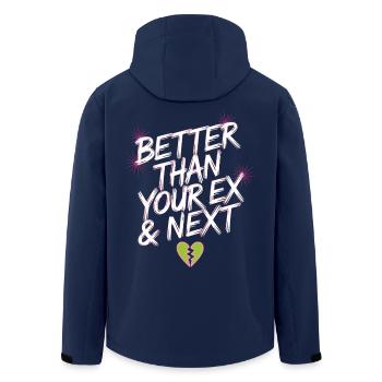 Better Than Your Ex & Next Breakup Single Party - Men’s Recycled Softshell Jacket by Stanley/Stella - navy - Back - AI Model Male 185 light (185cm)