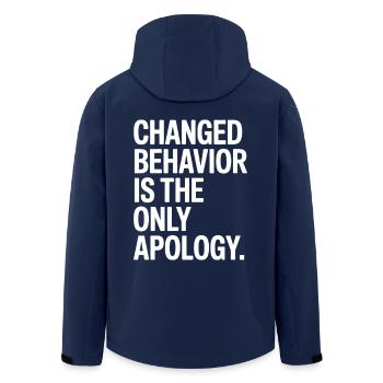 Changed Behavior Is The Only Apology Mindfulness - Men’s Recycled Softshell Jacket by Stanley/Stella - navy - Back - AI Model Male 185 light (185cm)