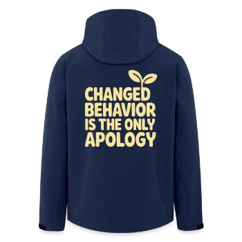 Changed Behavior Is The Only Apology Mindfulness - Men’s Recycled Softshell Jacket by Stanley/Stella - navy - Back - AI Model Male 185 light (185cm)