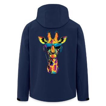 Giraffe Africa Love Safari Wilderness Cute Giraffes - Men’s Recycled Softshell Jacket by Stanley/Stella - navy - Back - AI Model Male 185 light (185cm)