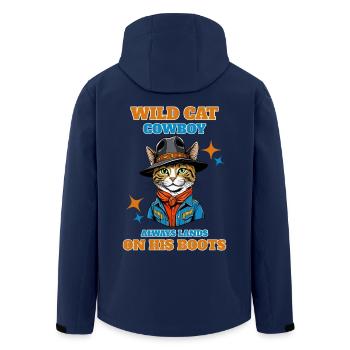 Wild cat cowboy always lands on his boots - Men’s Recycled Softshell Jacket by Stanley/Stella - navy - Back - AI Model Male 185 light (185cm)