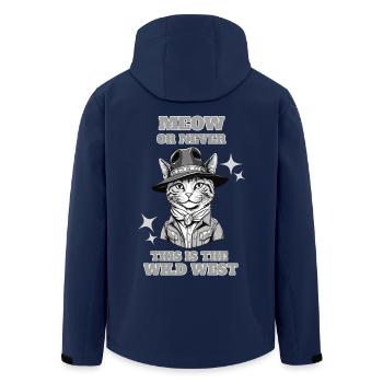 Meow or never this is the wild west - Men’s Recycled Softshell Jacket by Stanley/Stella - navy - Back - AI Model Male 185 light (185cm)